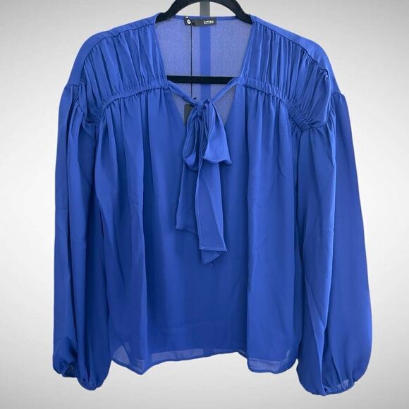 Revolve Krisa Los Angeles Chiffon Blouse in Royal Blue Size XS - Picture 1 of 6